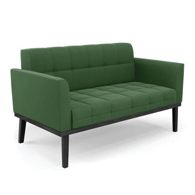 Sofá Namoradeira 2 Lugares Base De Madeira Preto Elisa Suede Verde D03 - D'rossi