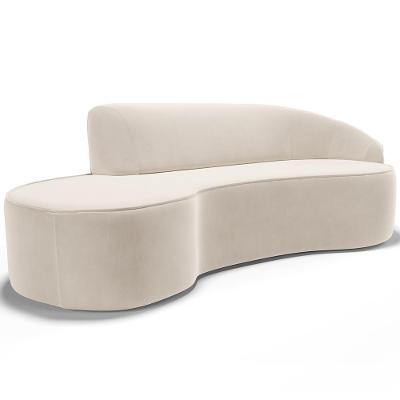 Sofá 3 Lugares Curvo Sala De Estar Living Firenze Direito D02 Veludo Bege 210 Cm C-309 - Lyam