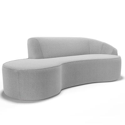 Sofá 3 Lugares Curvo Sala De Estar Living Firenze Direito D02 Bouclê Cinza 180 Cm B-56 - Lyam