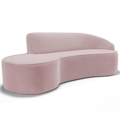 Sofá 3 Lugares Curvo Sala De Estar Living Firenze Direito D02 Veludo Rosê 180 Cm C-305 - Lyam