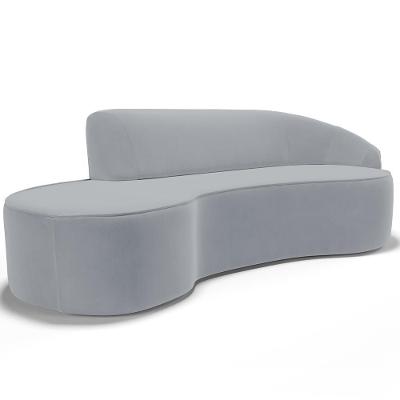 Sofá 4 Lugares Curvo Sala De Estar Living Firenze Direito D02 Veludo Cinza 280 Cm C-317 - Lyam