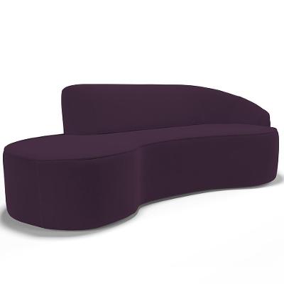 Sofá 5 Lugares Curvo Sala De Estar Living Firenze Direito D02 Veludo Roxo 300 Cm C-292 - Lyam