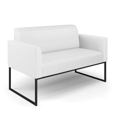 Sofá Namoradeira Base Industrial Preto Marisa Corino Branco D03 - D'rossi
