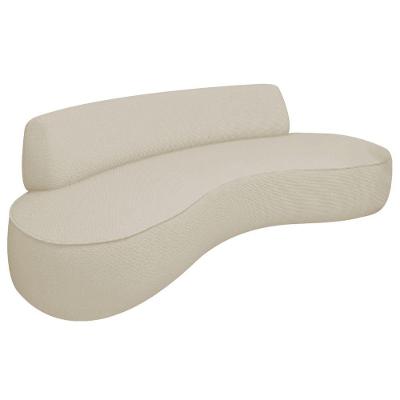 Sofá Curvo 2 Lugares Amsterdã 140cm Bouclé - Doce Sonho Móveis Cor Bege