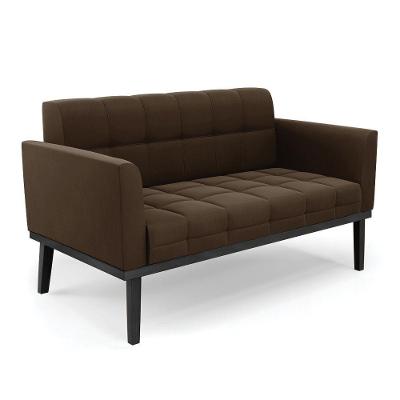 Sofá Namoradeira 2 Lugares Base De Madeira Preto Elisa Suede Marrom D03 - D'rossi