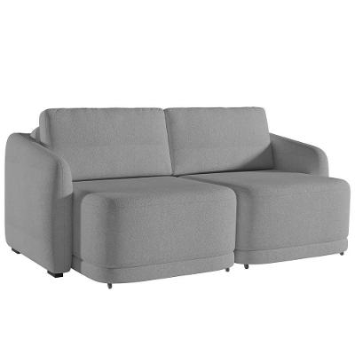 Sofá Cama Para Sala De Estar 3 Lugares 236cm Montserrat K01 Bouclê Cinza - Lyam Decor
