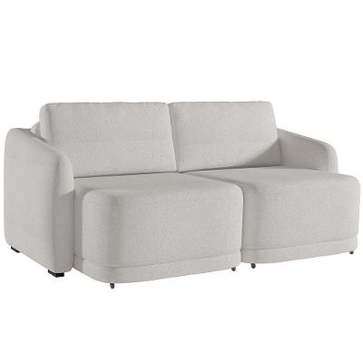 Sofá Cama Para Sala De Estar 3 Lugares 236cm Montserrat K01 Bouclê Creme - Lyam Decor