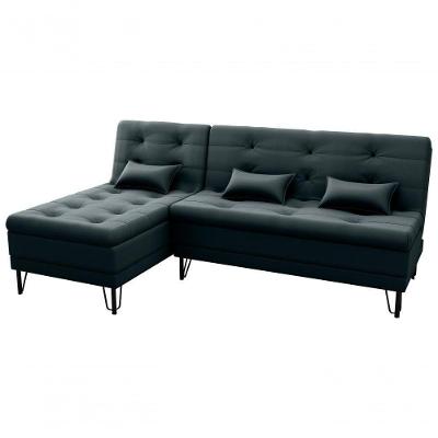 Sofá Cama Com Chaise 3 Lugares 2,00 Mts Nice Matrix Preto