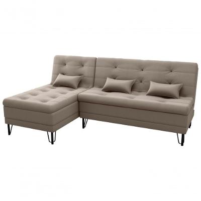 Sofá Cama Com Chaise 3 Lugares 2,00 Mts Nice Matrix Capuccino