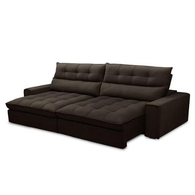 Sofá Retrátil Reclinável 3 Lugares 250cm Damy F05 Veludo Marrom Escuro