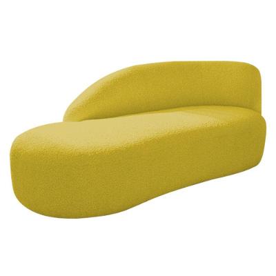 Divã Recamier Curvo Luna 140cm Lado Esquerdo Suede - Doce Sonho Móveis Cor Amarelo