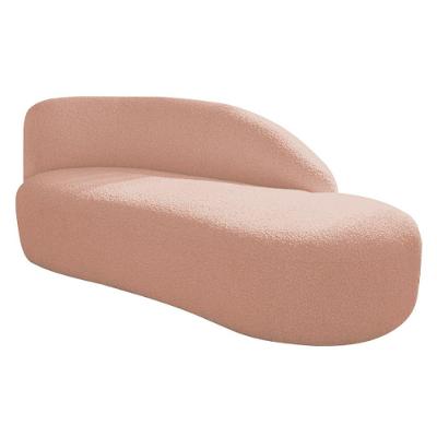 Divã Recamier Curvo Luna 185cm Lado Direito Suede Cor Rosê