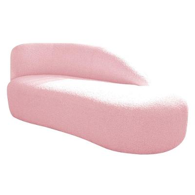 Divã Recamier Curvo Luna 185cm Lado Direito Suede Cor Rosa Bebê