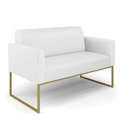 Sofá Namoradeira Base Industrial Dourado Marisa Corino Branco D03 - D'rossi