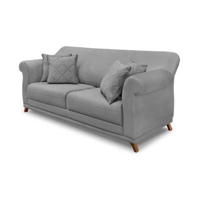 Sofá 2 Lugares Pé De Madeira Julieta 180 Cm Veludo Cinza S04 - D'rossi