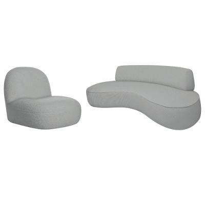 Sofá Curvo 160cm 2 Lugares E 1 Poltrona Amsterdã Bouclé - Amarena Móveis Cor Cinza