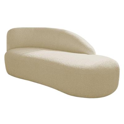 Divã Recamier Curvo Luna 185cm Lado Direito Suede Cor Bege