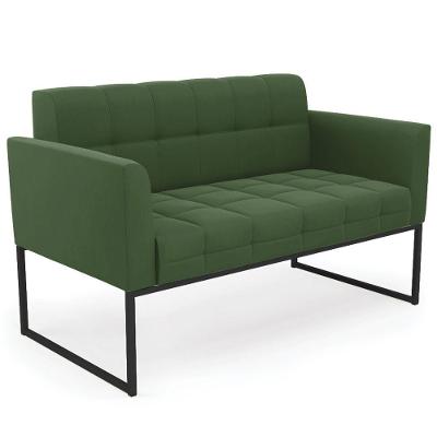 Sofá Namoradeira Base Industrial Preto Ana Suede Verde