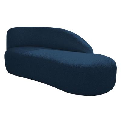 Divã Recamier Curvo Luna 185cm Lado Direito Suede Cor Azul Marinho