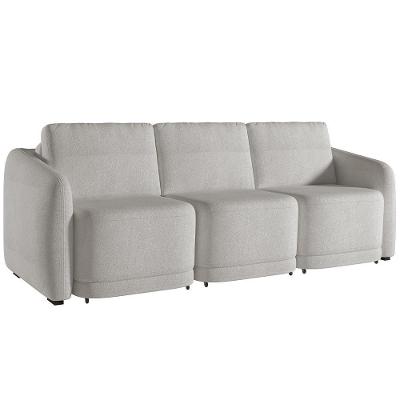 Sofá Cama Para Sala De Estar 3 Lugares 246cm Montserrat K01 Bouclê Creme - Lyam Decor