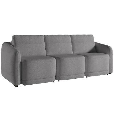 Sofá Cama Para Sala De Estar 3 Lugares 276cm Montserrat K01 Bouclê Cinza - Lyam Decor