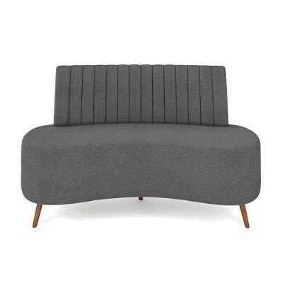 Sofá 2 Lugares Living 135cm Pé Palito Maraú Bouclê Cinza K01 - D'rossi