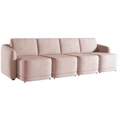 Sofá Cama Para Sala De Estar 4 Lugares 356cm Montserrat K01 Veludo Rosê - Lyam Decor