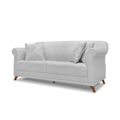 Sofá 2 Lugares Pé De Madeira Julieta 160 Cm Linho Grigio S04 - D'rossi