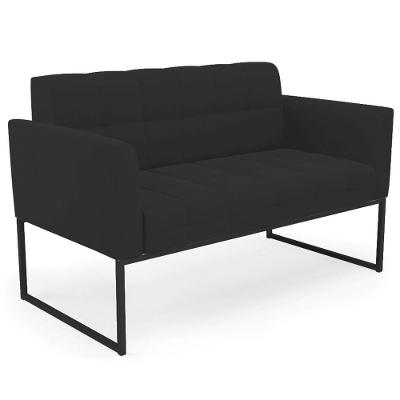 Sofá Namoradeira Base Industrial Preto Ana Veludo Preto