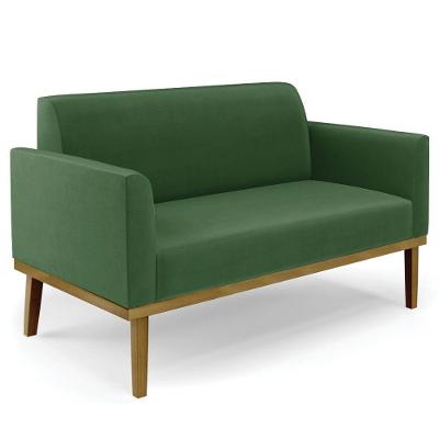 Sofá Namoradeira Base Madeira Castanho Maressa Suede Verde