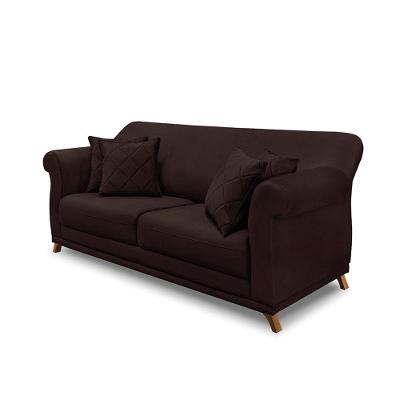 Sofá 2 Lugares Pé De Madeira Julieta 180 Cm Suede Café S04 - D'rossi