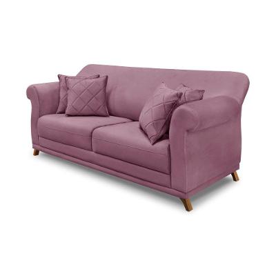 Sofá 2 Lugares Pé De Madeira Julieta 180 Cm Veludo S04 - D'rossi Cor Uva