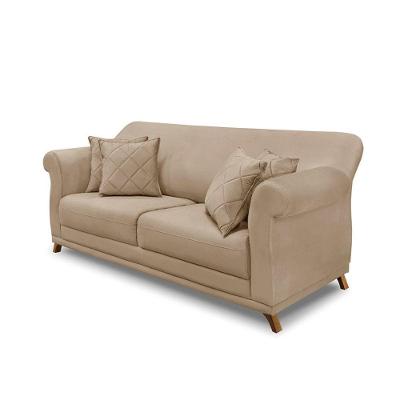Sofá 2 Lugares Pé De Madeira Julieta 180 Cm Suede S04 - D'rossi Cor Bege