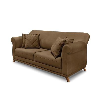 Sofá 2 Lugares Pé De Madeira Julieta 180 Cm Suede Caramelo S04 - D'rossi