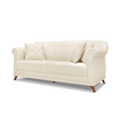 Sofá 2 Lugares Pé De Madeira Julieta 160 Cm Linho S04 - D'rossi Cor Natural