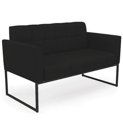 Sofá Namoradeira Base Industrial Preto Ana Linho Preto