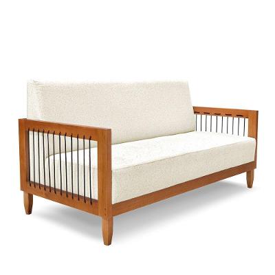 Sofá 2 Lugares Base De Madeira Mariana 160 Cm Linho Natural S04 - D'rossi