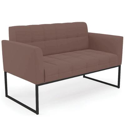 Sofá Namoradeira Base Industrial Preto Ana Veludo Rose