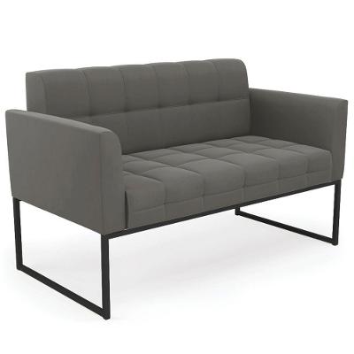 Sofá Namoradeira Base Industrial Preto Ana Suede Grafite