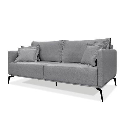 Sofá 2 Lugares Pé De Ferro Preto Rafaela 160 Cm Linho Cinza S04 - D'rossi