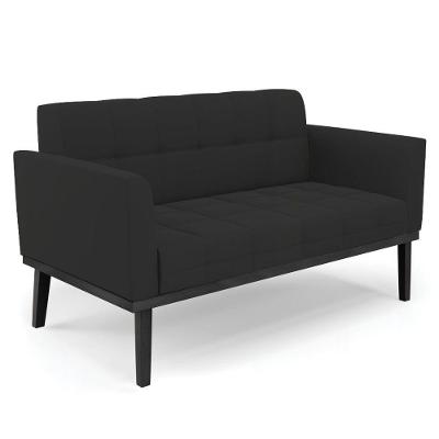 Sofá Namoradeira Base Madeira Preto Ana Veludo Preto