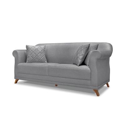 Sofá 2 Lugares Pé De Madeira Julieta 180 Cm Linho S04 - D'rossi Cor Cinza