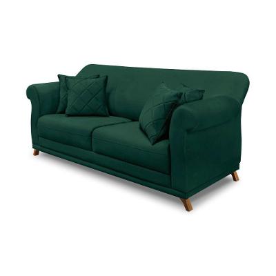 Sofá 2 Lugares Pé De Madeira Julieta 180 Cm Veludo Verde S04 - D'rossi
