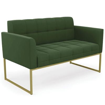 Sofá Namoradeira Base Industrial Dourado Ana Suede Verde