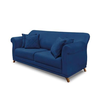 Sofá 2 Lugares Pé De Madeira Julieta 180 Cm Suede S04 - D'rossi Cor Azul Marinho