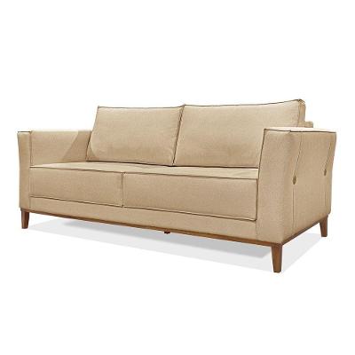 Sofá 2 Lugares Base De Madeira Grace 190 Cm Linho S04 - D'rossi Cor Dourado