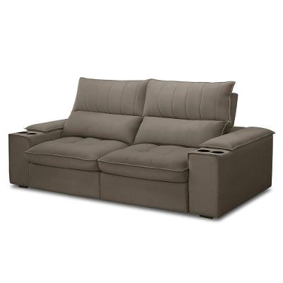 Sofá Retrátil 3 Lugares Com Porta Copo 230cm Andes F05 Veludo Marrom