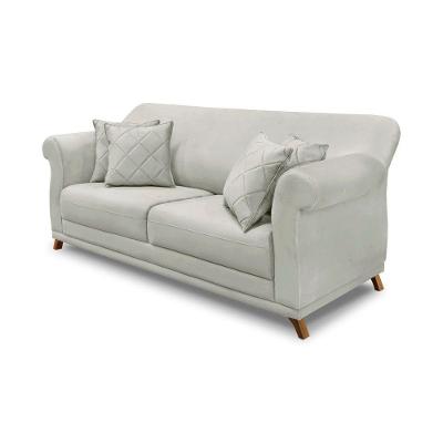 Sofá 2 Lugares Pé De Madeira Julieta 180 Cm Veludo S04 - D'rossi Cor Prata