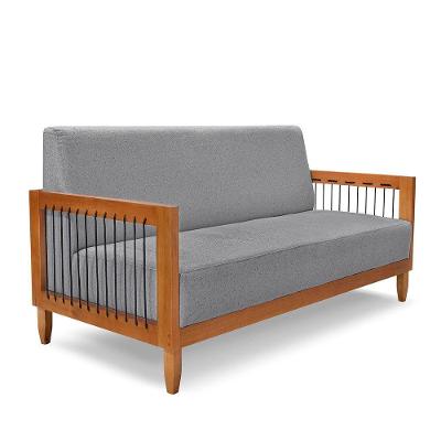 Sofá 2 Lugares Base De Madeira Mariana 160 Cm Linho Cinza S04 - D'rossi