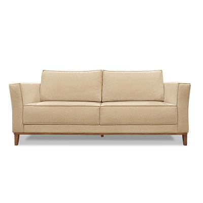 Sofá 3 Lugares Base De Madeira Grace 210 Cm Linho S04 - D'rossi Cor Dourado